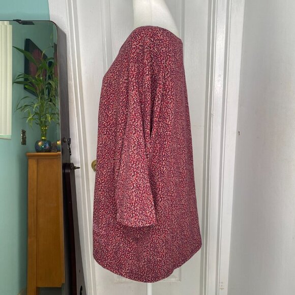 Catherines Pink & Purple Asymmetrical Print, 3/4 Sleeve Top, Size 2X #283 - Picture 4 of 10